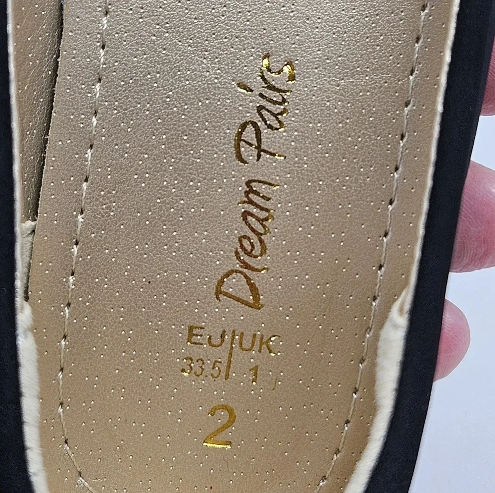 Dream Pairs Flats Shoes Kids Sz 2 Black Faux Nubuck Leather Dressy Casual